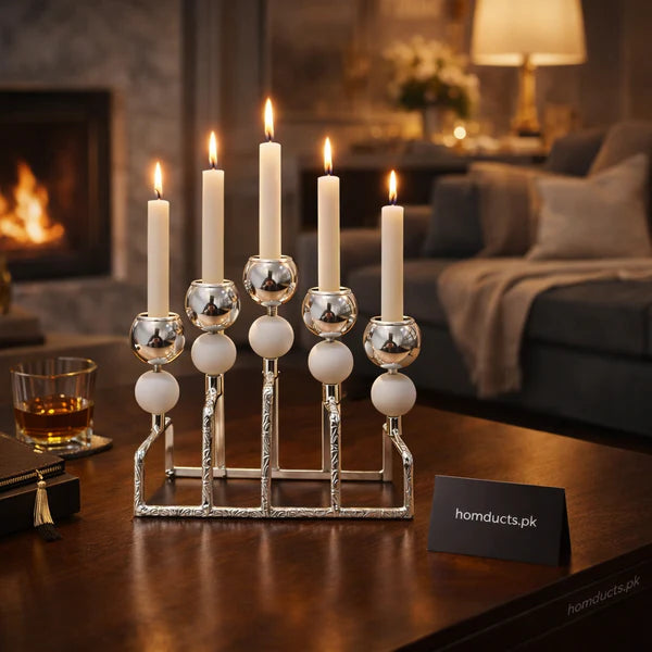 Luxury 5-Piece Metal Candle Stand Holder Set – Premium Decorative Table Centerpiece